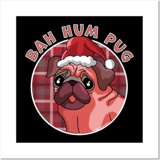 Bah Humbug Funny Christmas Bah Hum Pug Dog Posters and Art